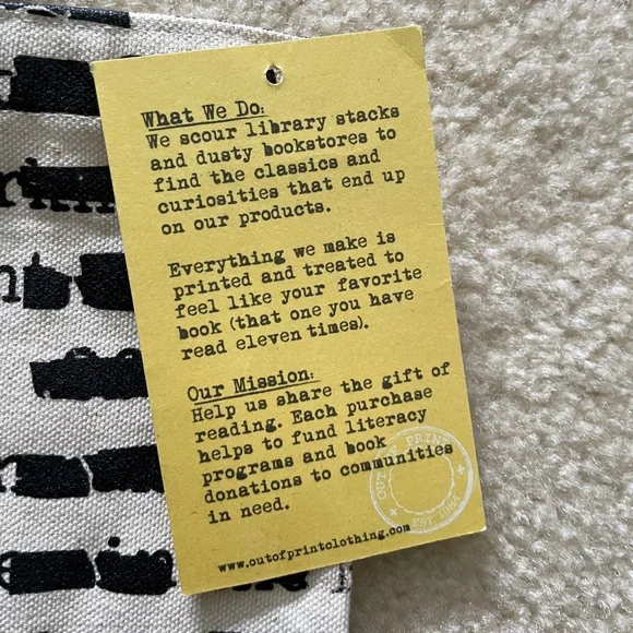 NWT Out of Print Banned Books Canvas Tote Bag. Interior Pocket. - Picture 4 of 4